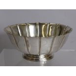 A Solid Silver Fruit Bowl, the scalloped edge melon form bowl on plain foot, Sheffield hallmark,