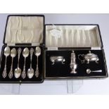 A Quantity of Silver, including four napkin rings, ring tree, a set of silver coffee spoons in the