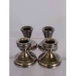 Two Pairs of Silver Travelling Candle Holders, Birmingham hallmark.