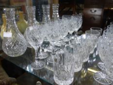 Two Royal Crystal Rock Water Decanters, together with five white wine glasses, five red wine glasses