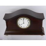 A Swiss Made Mahogany Cased Mantle Clock, Preston's Limited Bolton, S.F.R.A. movement, white