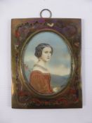 A Pair of 19th Century Miniature Portraits on Ivory depicting Napoleon and a Lady, the oval