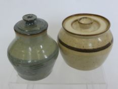 A Quantity of Local Studio Pottery, including two jars and covers, two pin dishes, blue vase,