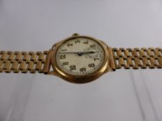 A Gentleman's 9 Ct Gold Vintage Swiss Made Wrist Watch, the watch having white face with gold