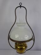 Three Hanging Brass Oil Lamps, including Lampe Veritas. (3)