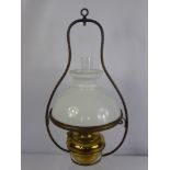 Three Hanging Brass Oil Lamps, including Lampe Veritas. (3)