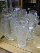 Four Polish Hand Cut Glass Vases, including HSG- Sudety.