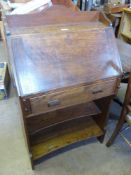 A Reproduction Oak Drop Front Bureau, fitted interior.