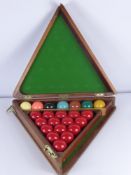 Burroughs & Watts Antique Snooker Balls and Case, together with a John Bennett & Co., billiard score