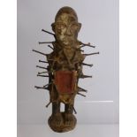 A Central African Miniature Bokongo Nail Fetish Figure, (kept for protective purposes), approx 30
