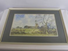 David Green, an original water colour depicting early Spring, Erowtham church approx 53 x 34 cms.