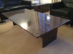 A Contemporary Red Granite Coffee Table. Approx Size 158 cm x 80 cm x 40 cm