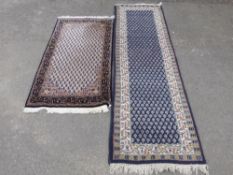 A Hand Made Woollen Middle Eastern Style Runner, approx 225 x 66 cms together with another middle