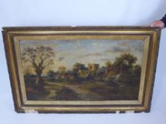 David Sherrin (attributed to) 1868 - 1940, oil on board pastoral scene, gilt wood frame, approx