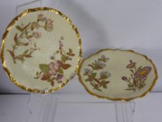 A Pair of Royal Worcester Cabinet Plates, each moulded in relief as a flower head in blush