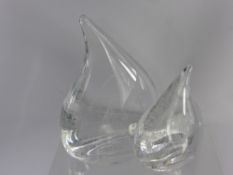Two Decorative Studio Glass Ornaments, in the form of a rain drop, with bubble inclusions, approx 27