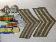 WWI and WWII Boxed Medals to Sgt C. Jacob, Northamptonshire Regiment, with badges and original paper