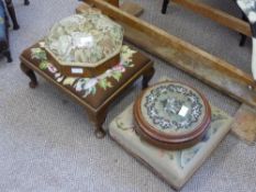 Four Vintage Foot Stools, with Petit Pointe covering. (4)