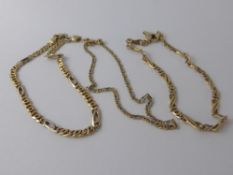 Three 585 Yellow and White Gold Bracelets, approx 13.5 gms.