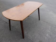 Circa 1940's David Joel Bird's Eye Maple, Birch and Mahogany Dining Table, with removable legs,
