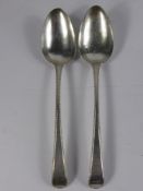 A Pair of Solid Silver Georgian Table Spoons, London hallmark dd 1788, mm I.P., total wt 112 gms.