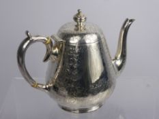 A Victorian Silver Tea Pot, London hallmark, dd 1884, mm John Aldwinckle & Thomas Slater, approx 578