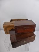 A Quantity of Miscellaneous Rosewood, Mahogany and Oak Boxes, together with a wooden cutlery tray