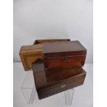 A Quantity of Miscellaneous Rosewood, Mahogany and Oak Boxes, together with a wooden cutlery tray