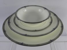 Part Wedgwood 'Amherst' Dinner Service, including six dinner plates, oval platter and bowl, cake