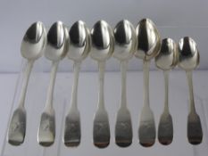 Six Silver Victorian Dessert Spoons together with two rat tail teaspoons.