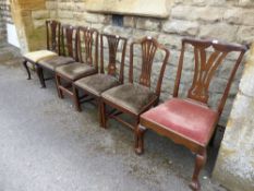 Six Antique Chippendale Style Dining Chairs.