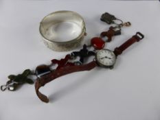 Miscellaneous Jewellery, including a solid silver bangle bracelet, semi precious stone bracelet