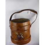 A Vintage Leather Fire Bucket, based on the English 18th Century design, with Coat of Arms.