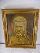 John Corvin British (1924-2010) A Gilt Framed Oil on Board Portrait Study of Paul Schofield (circa