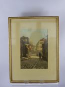 Marchetti, Gustave Henri (Paris), aquatint engraving depicting a Parisian street scene with the