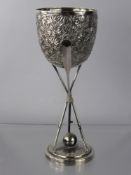 Tien Shing, A Solid Silver 19th Century Canton Regatta Presentation Trophy, the trophy bowl