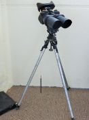 WWII German 10 x 80 'Flak Binoculars', with the original tripod, padded visor and lens shields.