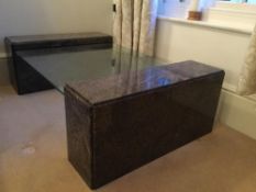 A Contemporary Red Granite & Glass Coffee Table, approx 135 cm x 84 cm x 40 cm