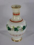 A Royal Worcester Urn Shaped Vase, circa 1870, decorated in polychrome on white ground with gilt