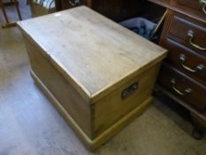 A Vintage Pine Blanket Box, approx 70 x 46 x 44 cms, together with an oak towel rail.