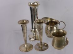 A Collection of Miscellaneous Silver, including two bud vases, posy vase, creamer and christening