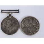England, 1695 Crown, William III laureate and draped bust, rev. crowned cruciform shields, date