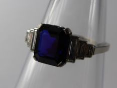 A Lady's Art Deco Platinum Royal Blue Natural Sapphire and Diamond Ring, sapphire 2.53 ct, 8.6 x 7.5