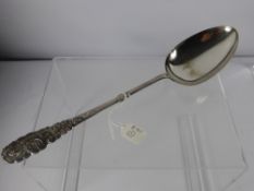 A Danish Silver Plated Basting Spoon, with intricate design to handle, stamped with the two tower