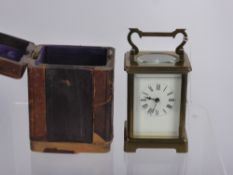 A Brass Carriage Clock, the mechanism stamped S.F.R.A., approx 15 cms high, in the original