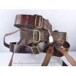 Four Leather WWI and WWII Military 'Sam Brown' Belts.