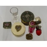 Miscellaneous Items, including a mourning trinket box (WF), two Italian enamel trinket boxes, a