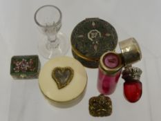 Miscellaneous Items, including a mourning trinket box (WF), two Italian enamel trinket boxes, a