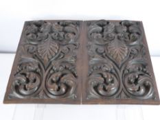 Two Antique Carved Oak Panels.