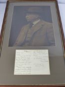 Thomas Hardy Framed and Glazed Compilation, including a photograph of Mr Thomas Hardy together